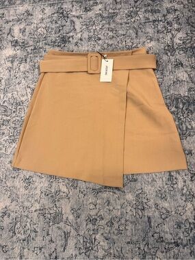 NWT Jason Wu Camel Wrap-Front Mini Skirt with Belt